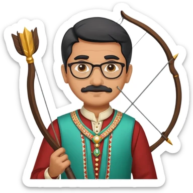 old indian male teacher in traditional attire archer sticker