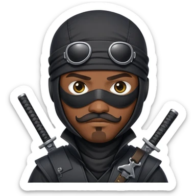 african-american ninja mercenary android with mustache and eye-patch sticker