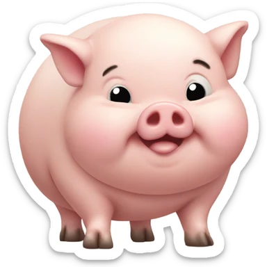 fat pig rubbing big belly sticker