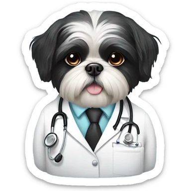 Black Shih tzu as doctor sticker