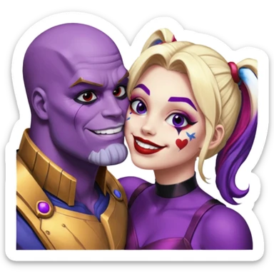 Harley quinn kissing thanos sticker