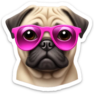 pug wearing pink sunglasses sticker