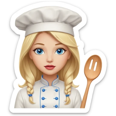 Beautiful, sexy,  long blonde hair, blue eyed, full lips female chef sticker