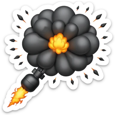 small bomb with black smoke sticker
