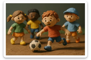 children playing soccer sticker