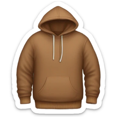 Cozy brown hoodie with a text “sweater weather” sticker