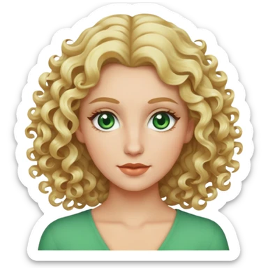 woman with blonde 2c wavy curls and green eyes sticker