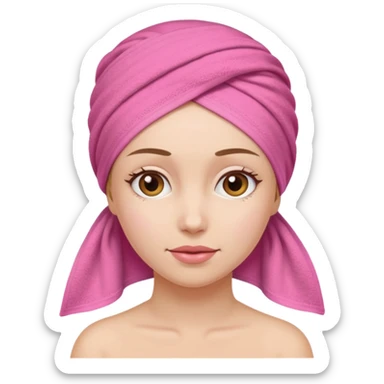 Woman with pink towel on head sticker