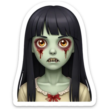 zombie girl with black long straight hair and bangs 🧟‍♀️ sticker