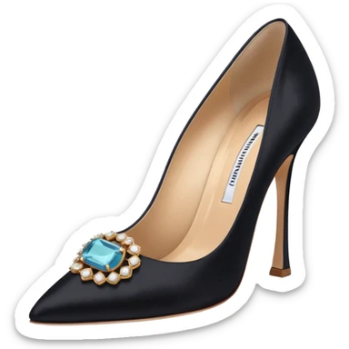 manolo blahink 90's satin pump add the jewelry to the front sticker