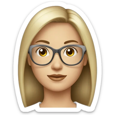 Femme jeune cheveux blanc lisse long lunette sticker