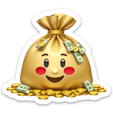 Luxury 3D emoji, overflowing money bag, stacks of cash, premium lighting, rich glossy look, ultra clean, transparent background


 sticker