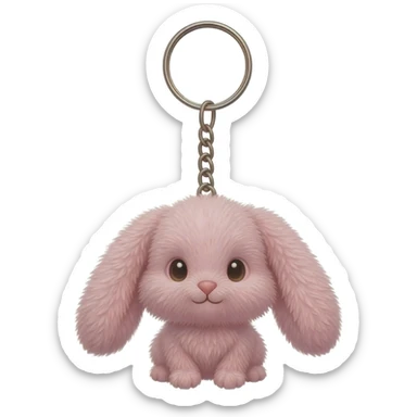 Fuzzy bunny light pink keychain sticker