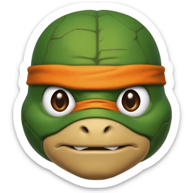Michelangelo from Teenage Mutant Ninja Turtles, emoji style, head only, cute minimalistic style, with a serious expression sticker