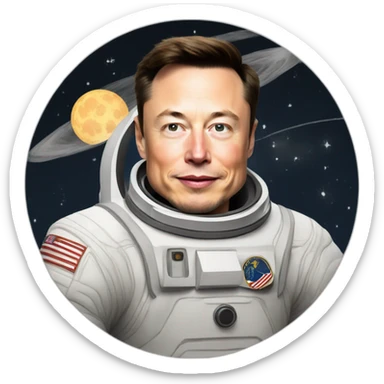 Elon Musk in the space in the moon sticker