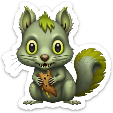 undead zombie squirrel, yellow green empty eyes, rotting sticker