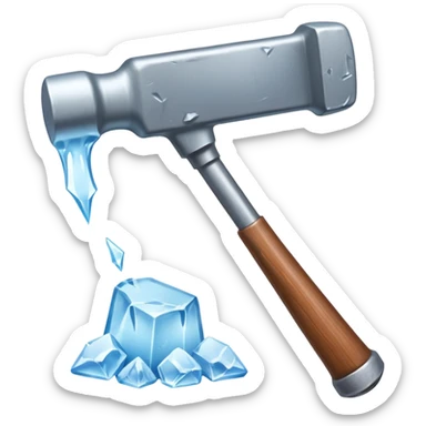 an ice and a big hammer, means break the ice sticker