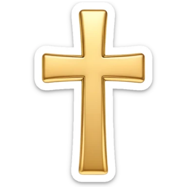 3D emoji of a simple cross, made of smooth wood or gold, with soft edges and a glossy finish in emoji style sticker
