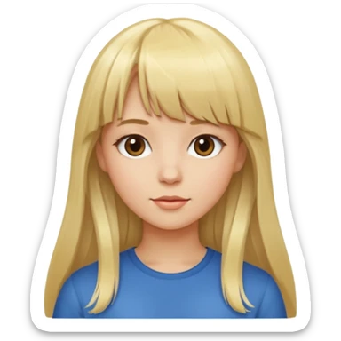 girl with long blonde hair and bangs  sticker