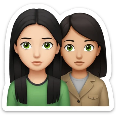  chico pelo negro con ojos grises junto a una chica con pelo castaño largo y ojos verdes sticker