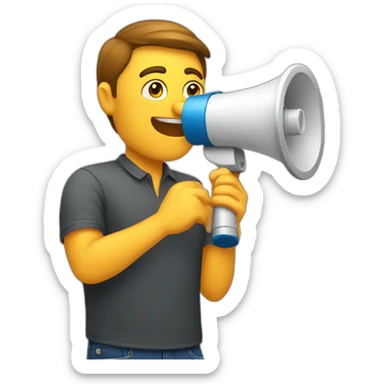 software developer making an announcement with a megaphone sticker
