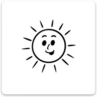 sun, black and white doodle sticker