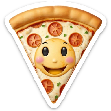A pizza slice emoji with a smiley face sticker