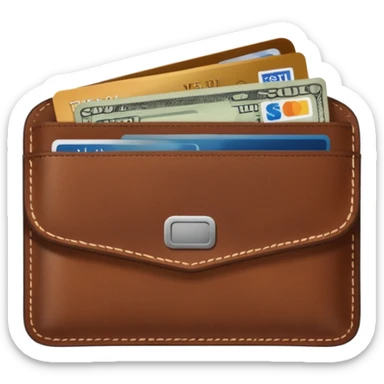 portefeuille marron avec quelques billets et carte bancaire sticker