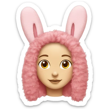 Pink fluffy bunny ears headband sticker