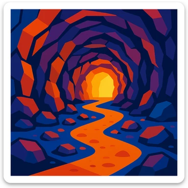 a cave, vibrant toon style sticker