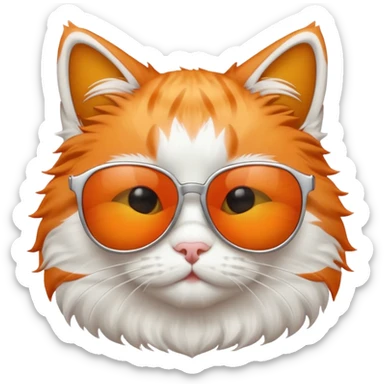 White and orange Cat with sunglasses sticker