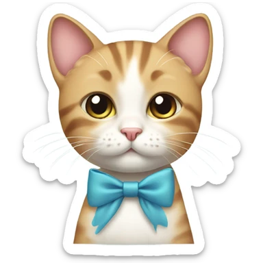 cute cat wearing a bow sticker