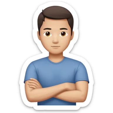 asian guy, arms crossed sticker