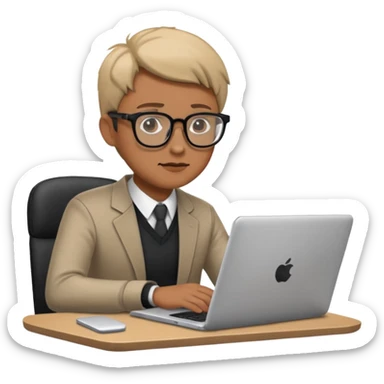 person work on the laptop and sit at the desk sticker