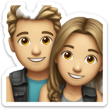 smiling girl and boy selfie sticker