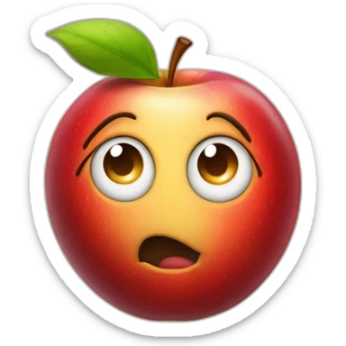 circle apple planet with a cartoon smirking with big courageous eyes sticker