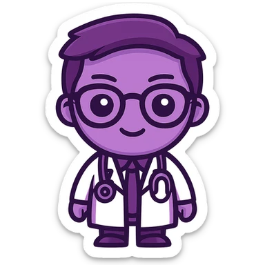An eye doctor emoji in sticker style with a purple color sticker