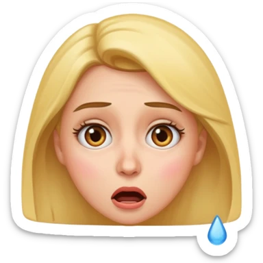 Emoji of a surprised woman with a tear dripping from one side of her eye sticker