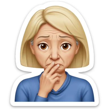 create a woman that is holding her neck because she is smelling something bad sticker