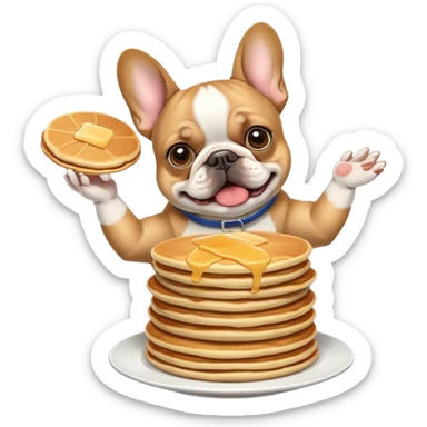 French bulldog tossing pancakes  sticker