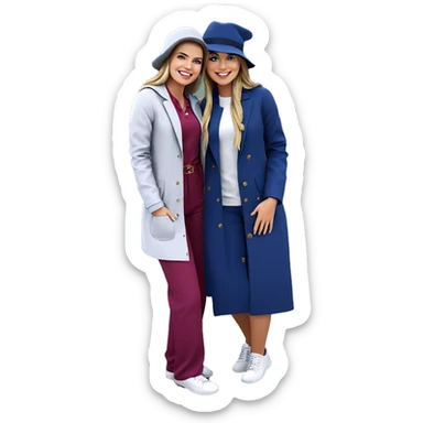 smiling girls in stylish hats sticker