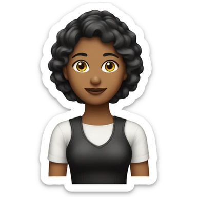 mujer joven con pelo negro lacio y piel clara sticker
