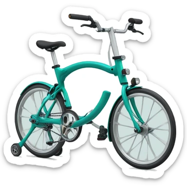brompton bike with slightly oversized wheels in a teal colo sticker