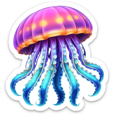 Neon glowing jellyfish-crab-squid sticker