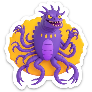 purple reptilian monster with multiple limbs like in Monsters Inc sticker