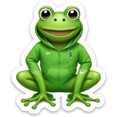 A frog with a Nike jumpsuit on sticker