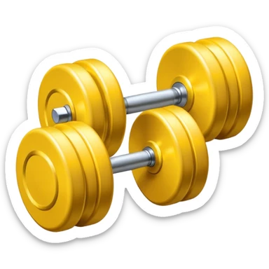 Generate a high-quality emoji of a yellow dumbbell, realistic color and shading, smooth gradient colors, no facial features, no brand markings, simple white background, high-resolution.
 sticker