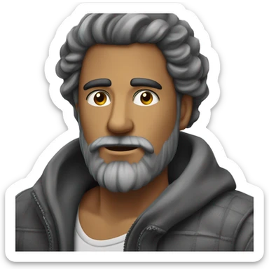 Hombre CAPELLI GRIGI con barba sticker