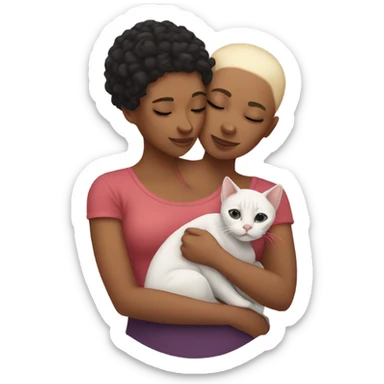 Lesbian couple cuddling a hairless cat sticker