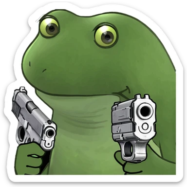 Frog with a gun sticker